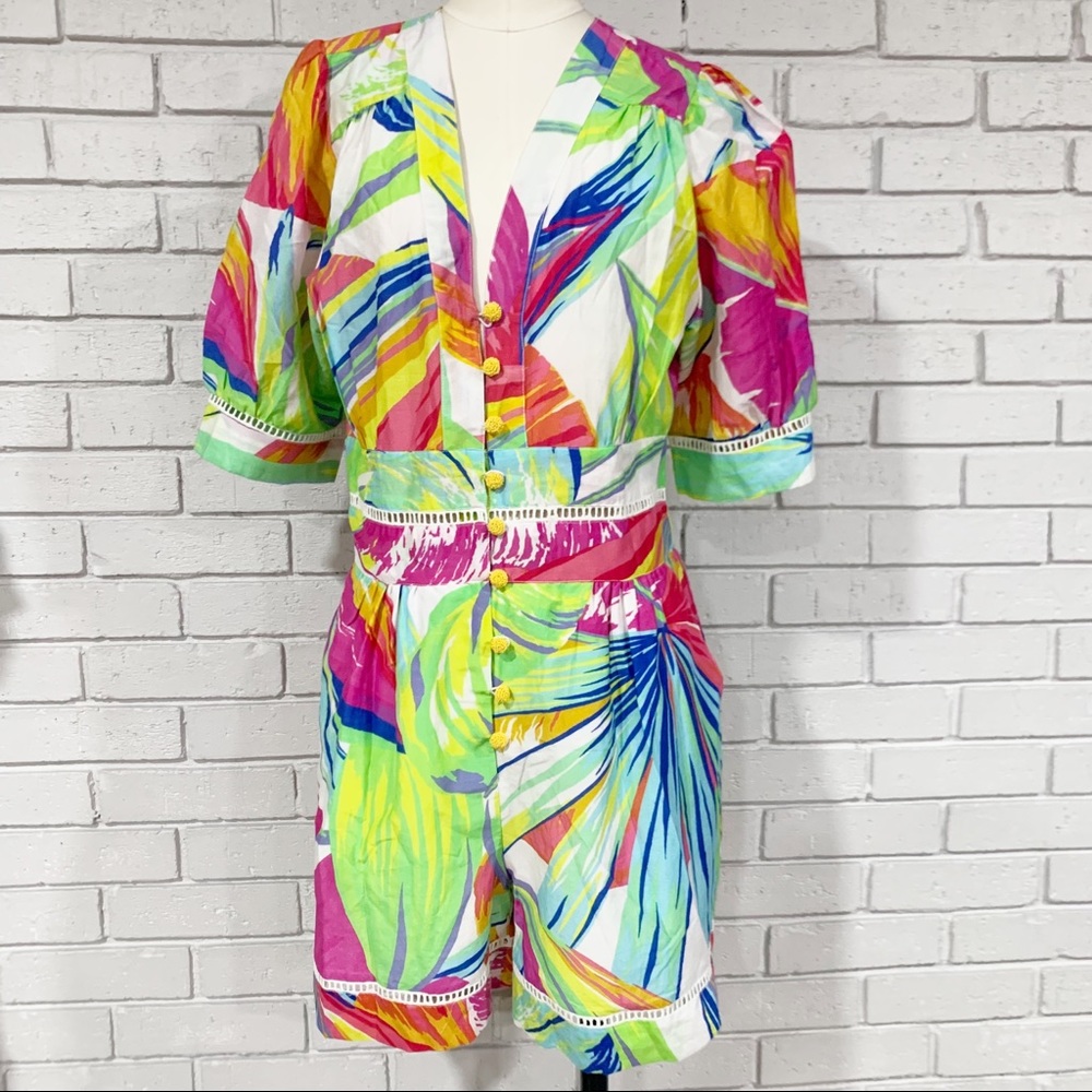 Farm Rio Women’s Rainbow Leaves Cotton Romper - Picture 13 of 13